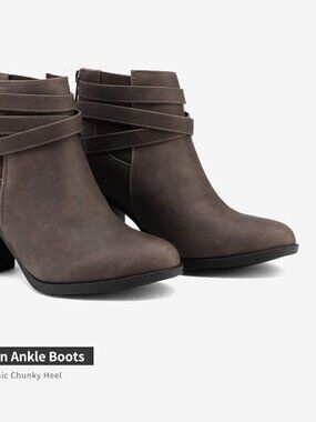 Women's Chunky High Heel Ankle Booties Shoes